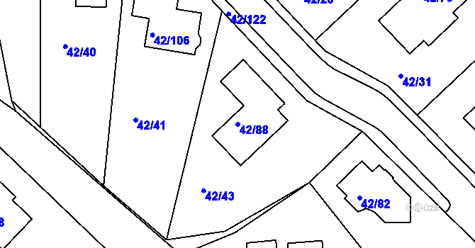 Parcela st. 42/88 v KÚ Útěchov u Brna, Katastrální mapa