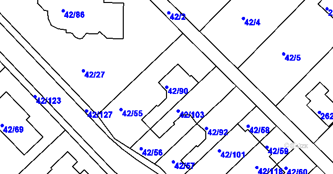 Parcela st. 42/90 v KÚ Útěchov u Brna, Katastrální mapa