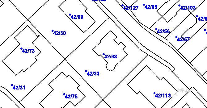 Parcela st. 42/98 v KÚ Útěchov u Brna, Katastrální mapa