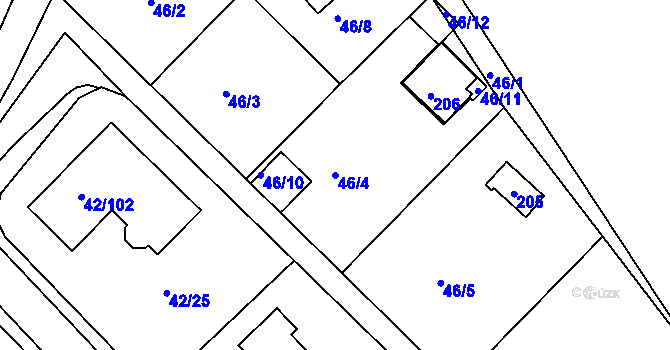 Parcela st. 46/4 v KÚ Útěchov u Brna, Katastrální mapa