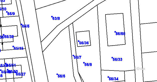 Parcela st. 56/36 v KÚ Útěchov u Brna, Katastrální mapa
