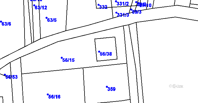 Parcela st. 56/38 v KÚ Útěchov u Brna, Katastrální mapa