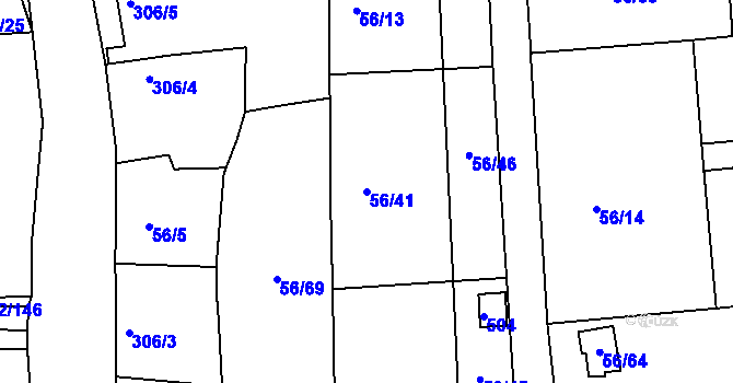 Parcela st. 56/41 v KÚ Útěchov u Brna, Katastrální mapa