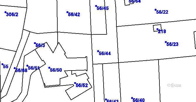 Parcela st. 56/44 v KÚ Útěchov u Brna, Katastrální mapa