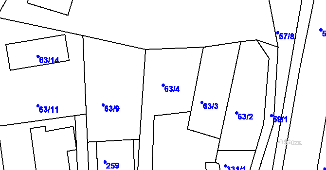 Parcela st. 63/4 v KÚ Útěchov u Brna, Katastrální mapa