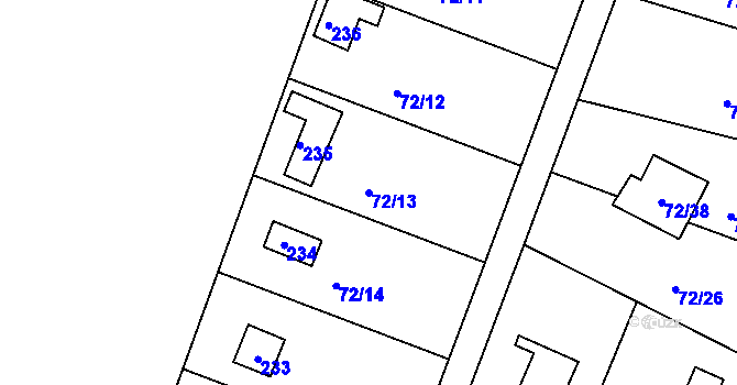 Parcela st. 72/13 v KÚ Útěchov u Brna, Katastrální mapa