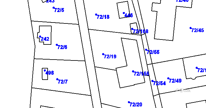 Parcela st. 72/19 v KÚ Útěchov u Brna, Katastrální mapa