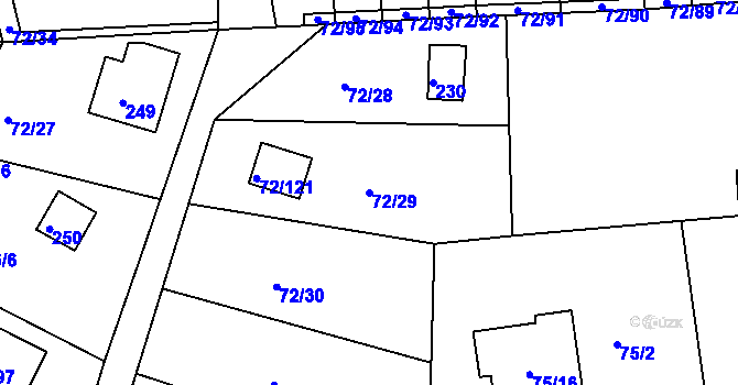 Parcela st. 72/29 v KÚ Útěchov u Brna, Katastrální mapa