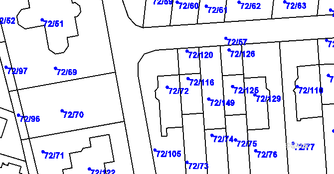 Parcela st. 72/72 v KÚ Útěchov u Brna, Katastrální mapa