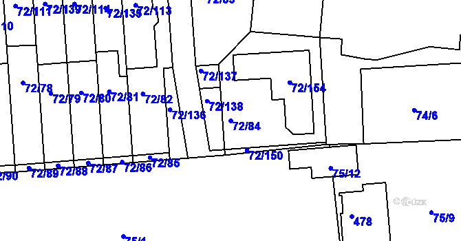 Parcela st. 72/84 v KÚ Útěchov u Brna, Katastrální mapa