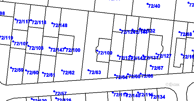 Parcela st. 72/109 v KÚ Útěchov u Brna, Katastrální mapa