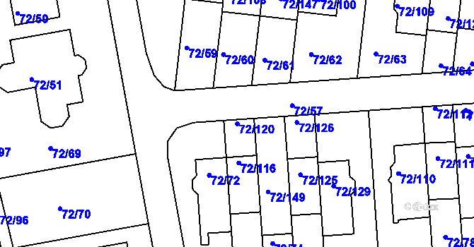 Parcela st. 72/120 v KÚ Útěchov u Brna, Katastrální mapa