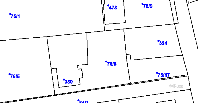 Parcela st. 75/4 v KÚ Útěchov u Brna, Katastrální mapa