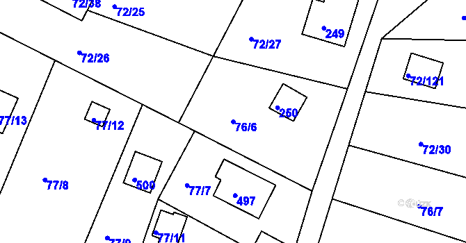 Parcela st. 76/6 v KÚ Útěchov u Brna, Katastrální mapa
