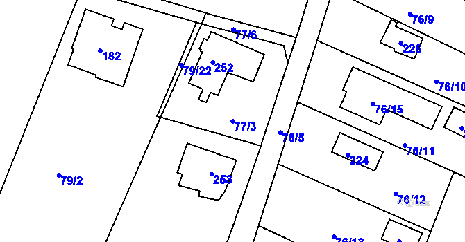 Parcela st. 77/3 v KÚ Útěchov u Brna, Katastrální mapa
