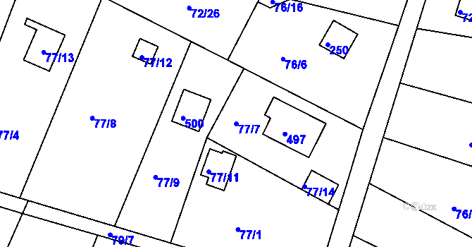 Parcela st. 77/7 v KÚ Útěchov u Brna, Katastrální mapa