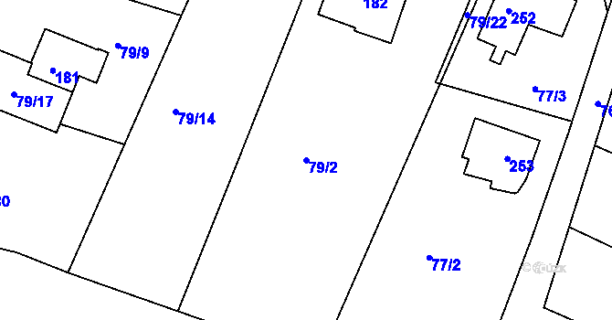 Parcela st. 79/2 v KÚ Útěchov u Brna, Katastrální mapa