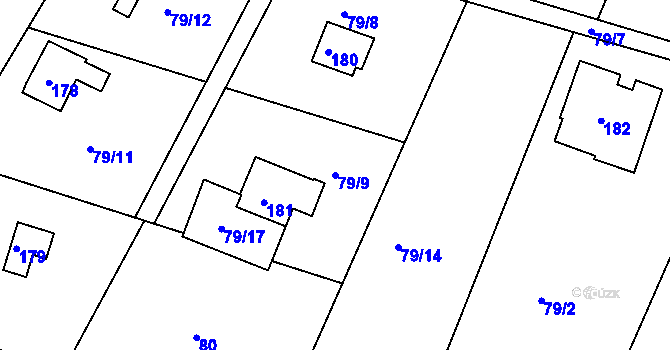 Parcela st. 79/9 v KÚ Útěchov u Brna, Katastrální mapa