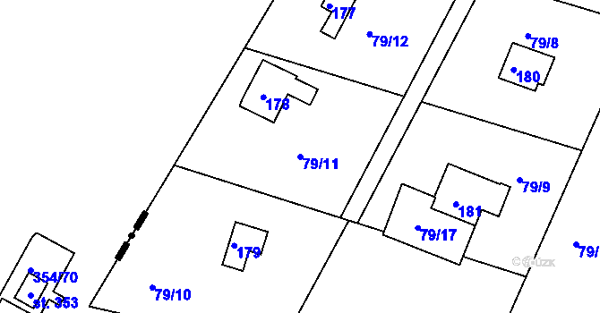 Parcela st. 79/11 v KÚ Útěchov u Brna, Katastrální mapa