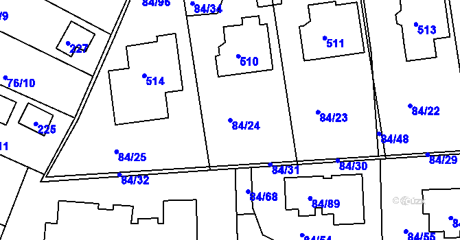 Parcela st. 84/24 v KÚ Útěchov u Brna, Katastrální mapa