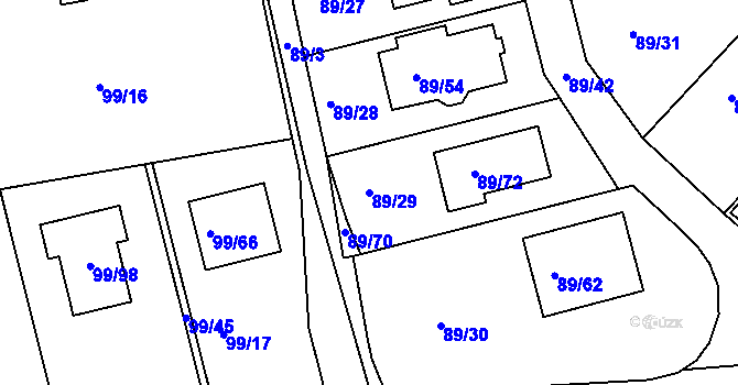Parcela st. 89/29 v KÚ Útěchov u Brna, Katastrální mapa