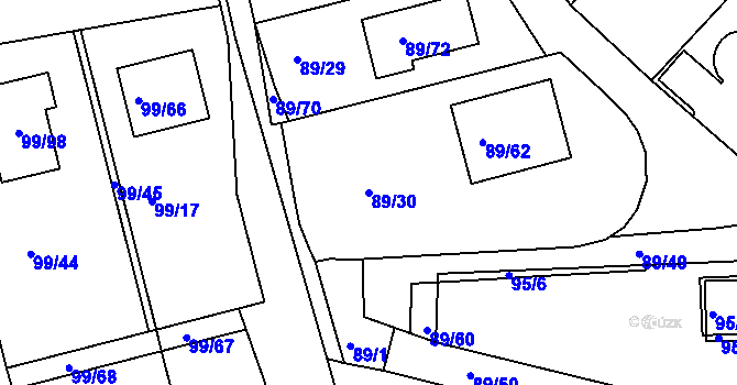 Parcela st. 89/30 v KÚ Útěchov u Brna, Katastrální mapa
