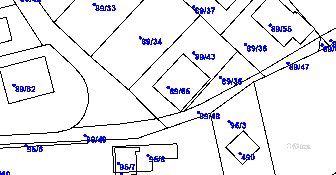 Parcela st. 89/65 v KÚ Útěchov u Brna, Katastrální mapa
