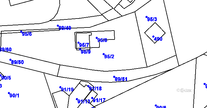 Parcela st. 95/2 v KÚ Útěchov u Brna, Katastrální mapa