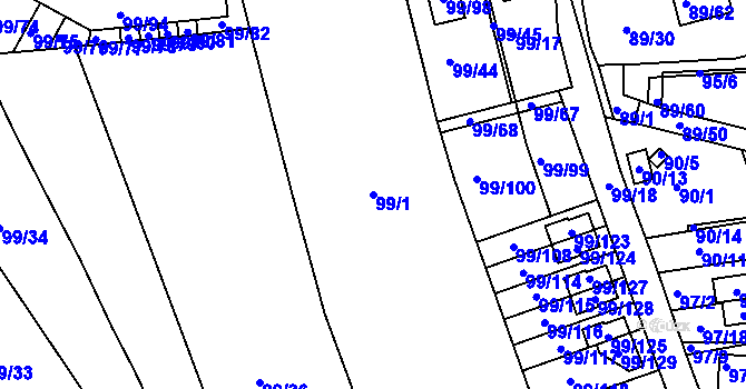 Parcela st. 99/1 v KÚ Útěchov u Brna, Katastrální mapa