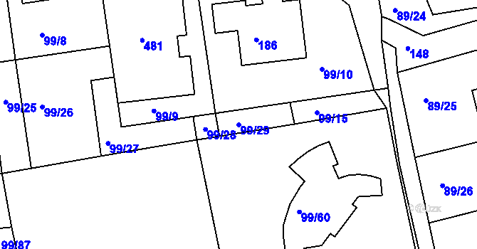 Parcela st. 99/29 v KÚ Útěchov u Brna, Katastrální mapa