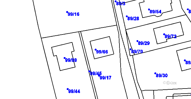 Parcela st. 99/66 v KÚ Útěchov u Brna, Katastrální mapa