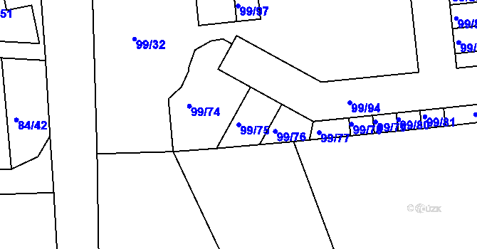 Parcela st. 99/75 v KÚ Útěchov u Brna, Katastrální mapa