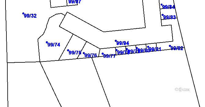 Parcela st. 99/77 v KÚ Útěchov u Brna, Katastrální mapa