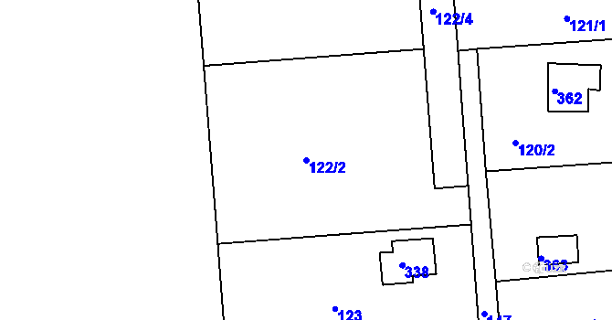 Parcela st. 122/2 v KÚ Útěchov u Brna, Katastrální mapa