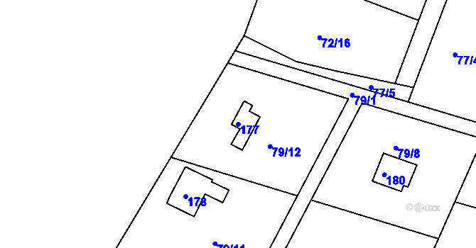 Parcela st. 177 v KÚ Útěchov u Brna, Katastrální mapa