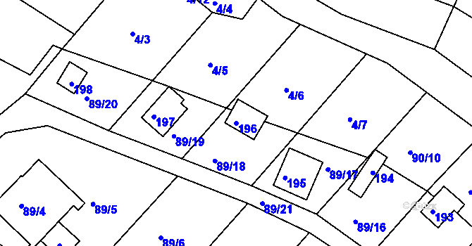 Parcela st. 196 v KÚ Útěchov u Brna, Katastrální mapa