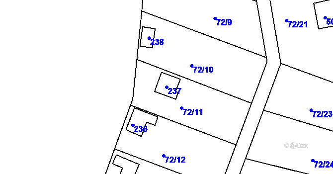 Parcela st. 237 v KÚ Útěchov u Brna, Katastrální mapa