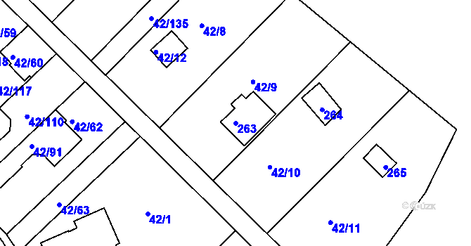 Parcela st. 263 v KÚ Útěchov u Brna, Katastrální mapa