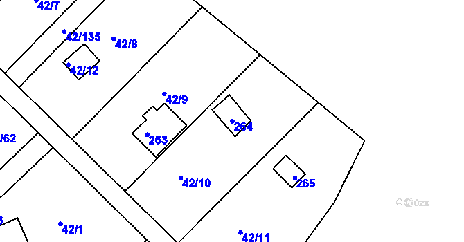 Parcela st. 264 v KÚ Útěchov u Brna, Katastrální mapa