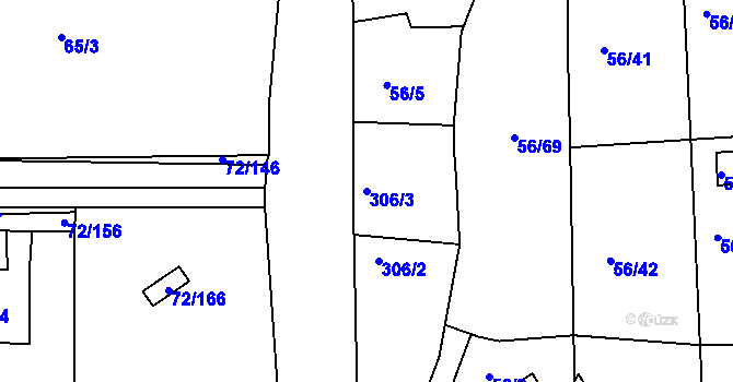 Parcela st. 306/3 v KÚ Útěchov u Brna, Katastrální mapa