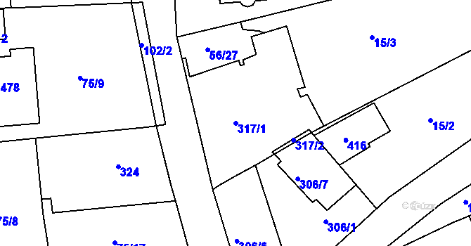 Parcela st. 317/1 v KÚ Útěchov u Brna, Katastrální mapa