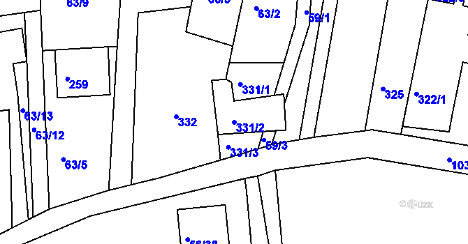Parcela st. 331/2 v KÚ Útěchov u Brna, Katastrální mapa