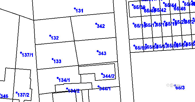 Parcela st. 343 v KÚ Útěchov u Brna, Katastrální mapa