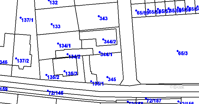 Parcela st. 344/1 v KÚ Útěchov u Brna, Katastrální mapa