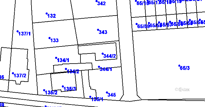 Parcela st. 344/2 v KÚ Útěchov u Brna, Katastrální mapa