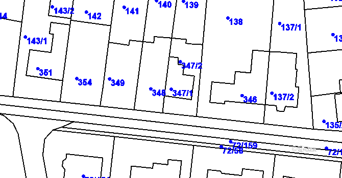 Parcela st. 347/1 v KÚ Útěchov u Brna, Katastrální mapa