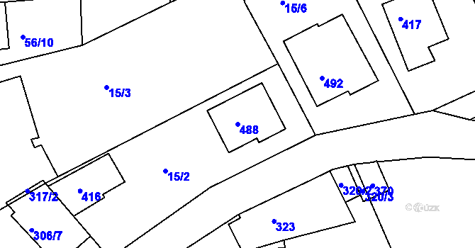 Parcela st. 488 v KÚ Útěchov u Brna, Katastrální mapa