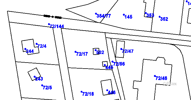 Parcela st. 502 v KÚ Útěchov u Brna, Katastrální mapa