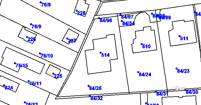 Parcela st. 514 v KÚ Útěchov u Brna, Katastrální mapa