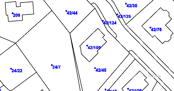 Parcela st. 42/109 v KÚ Útěchov u Brna, Katastrální mapa